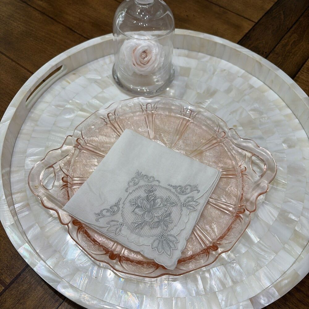 Vintage Hanky Handkerchief Appenzell Embroidered Wedding Bridal Off White Floral